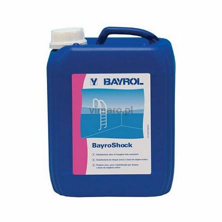 Bayrol Bayroshock - płynny preparat wolny od chloru,  stosowany głównie do szokowej dezynfekcji wody w basenie. Natychmiastowo i skutecznie usuwa mętność wody i hamuje rozrost glonów. Całkowicie rozpuszczalny w wodzie. Nie zawiera amin czwartorzędowych i metali ciężkich.
Opakowanie: kanister 5l

Kontakt:
tel. 604 551 268, e-mail: biuro@vimaro.pl 
